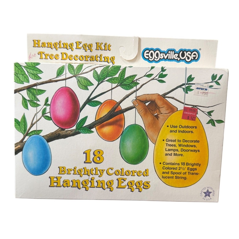 Vintage 90 Eggsville Easter Egg Tree Decorating Kit 18 Bright Color New Oldstock